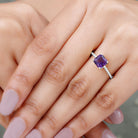 Asscher Cut Amethyst Solitaire Ring with Twisted Rope Details Amethyst - ( AAA ) - Quality - Rosec Jewels