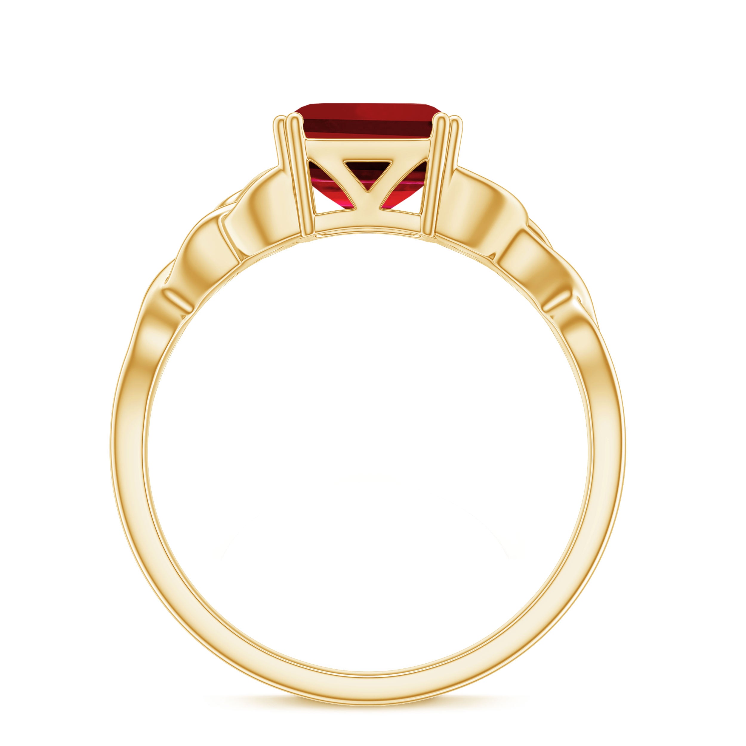 8 MM Asscher Cut Lab Grown Ruby Solitaire Celtic Ring Lab Created Ruby - ( AAAA ) - Quality - Rosec Jewels