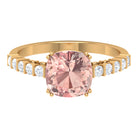 Cushion Morganite Solitaire Engagement Ring with Diamond Morganite - ( AAA ) - Quality - Rosec Jewels