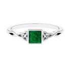 Princess Cut Lab Grown Emerald Solitaire Celtic Ring in Bezel Setting Lab Created Emerald - ( AAAA ) - Quality - Rosec Jewels