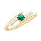 Minimal Created Emerald and Diamond Bypass Promise Ring Lab Created Emerald - ( AAAA ) - Quality - Rosec Jewels