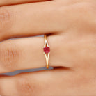 Princess Cut Ruby Solitaire Ring in Split Shank Ruby - ( AAA ) - Quality - Rosec Jewels