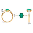 2.5 CT Oval Created Emerald Solitaire Engagement Ring with Diamond Lab Created Emerald - ( AAAA ) - Quality - Rosec Jewels