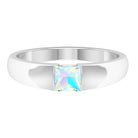 Princess Cut Ethiopian Opal Solitaire Band Ring Ethiopian Opal - ( AAA ) - Quality - Rosec Jewels