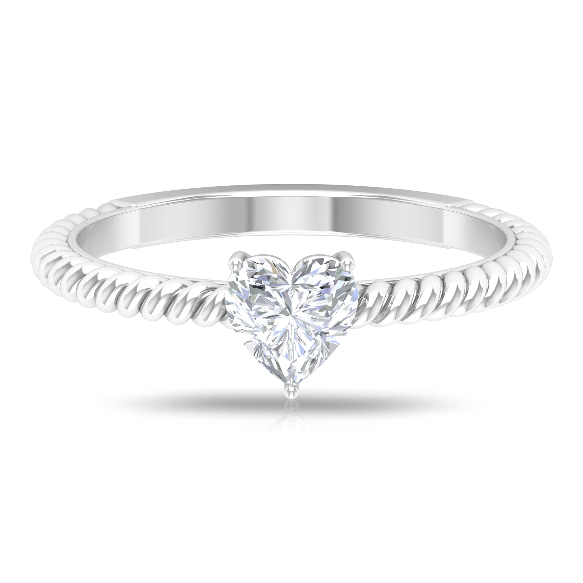 5.40 MM Heart Shape Moissanite Solitaire Ring in 3 Prong Basket Setting with Twisted Rope Details Moissanite - ( D-VS1 ) - Color and Clarity - Rosec Jewels