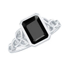 Natural Black Onyx Celtic Engagement Ring Black Onyx - ( AAA ) - Quality - Rosec Jewels