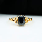 Natural Black Onyx Celtic Engagement Ring Black Onyx - ( AAA ) - Quality - Rosec Jewels