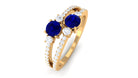 Real Blue Sapphire Two Stone Anniversary Ring with Diamond Blue Sapphire - ( AAA ) - Quality - Rosec Jewels