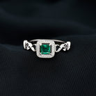 Princess Cut Lab Grown Emerald Infinity Heart Promise Ring with Diamond Halo Lab Created Emerald - ( AAAA ) - Quality - Rosec Jewels