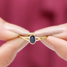 Oval Blue Sapphire Solitaire Engagement Ring in Split Shank Blue Sapphire - ( AAA ) - Quality - Rosec Jewels