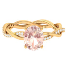 Solitaire Morganite Engagement Ring with Braided Diamond Morganite - ( AAA ) - Quality - Rosec Jewels