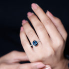 Oval Cut Solitaire London Blue Topaz Braided Engagement Ring with Diamond London Blue Topaz - ( AAA ) - Quality - Rosec Jewels