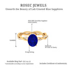 Oval Lab Grown Blue Sapphire Solitaire Braided Ring with Diamond Lab Created Blue Sapphire - ( AAAA ) - Quality - Rosec Jewels