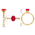 2.5 CT Oval Created Ruby and Diamond Braided Engagement Ring Lab Created Ruby - ( AAAA ) - Quality - Rosec Jewels