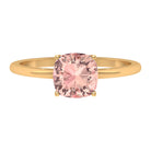 7 MM Cushion Cut 4 Prong Set Morganite Solitaire Ring Morganite - ( AAA ) - Quality - Rosec Jewels