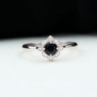 Vintage Style Black Spinel and Diamond Engagement Ring Black Spinel - ( AAA ) - Quality - Rosec Jewels