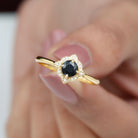 Vintage Style Black Spinel and Diamond Engagement Ring Black Spinel - ( AAA ) - Quality - Rosec Jewels