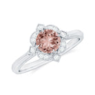 Vintage Style Morganite Engagement Ring with Diamond Morganite - ( AAA ) - Quality - Rosec Jewels