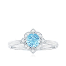 1/2 CT Aquamarine and Diamond Art Deco Vintage Ring Aquamarine - ( AAA ) - Quality - Rosec Jewels