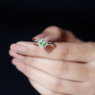 Vintage Inspired Round Peridot and Diamond Engagement Ring Peridot - ( AAA ) - Quality - Rosec Jewels