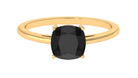 Rosec Jewels-7 MM Cushion Cut Black Onyx Solitaire Ring in 4 Prong Setting