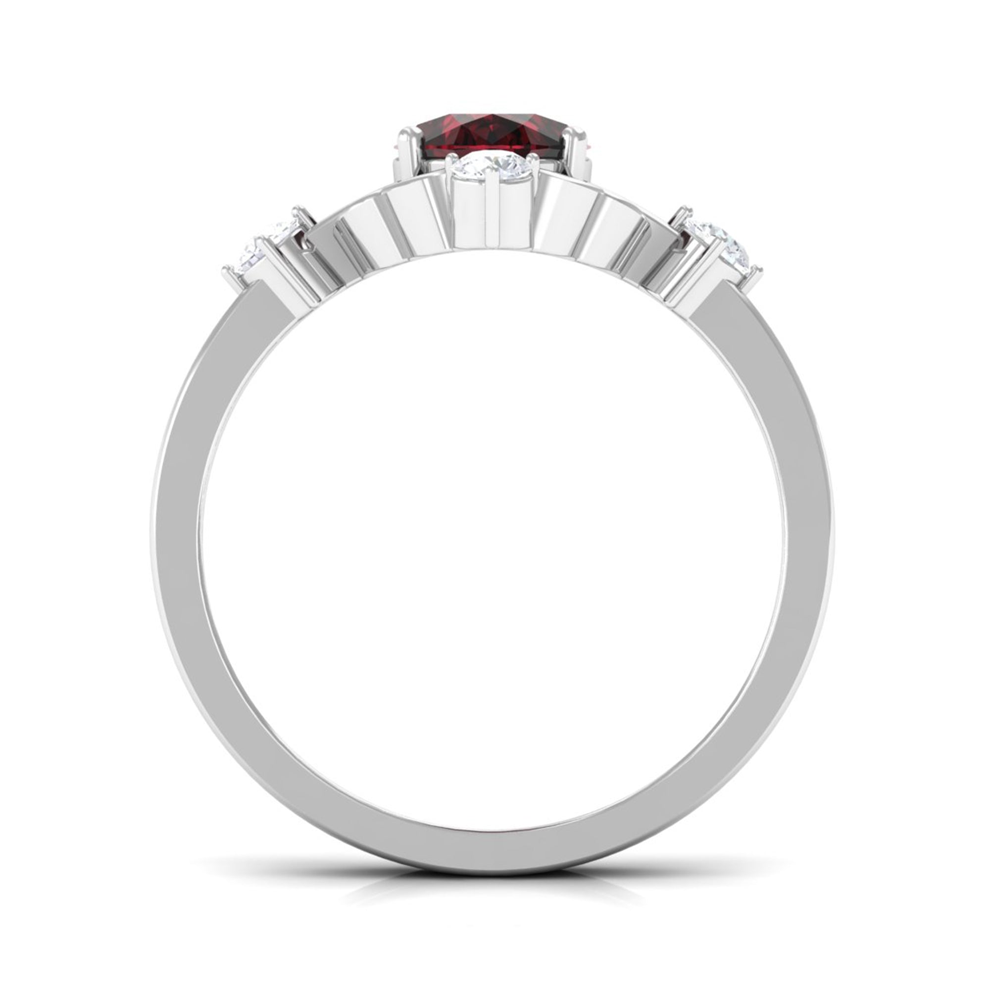 Oval Garnet Cocktail Ring with Diamond Garnet - ( AAA ) - Quality - Rosec Jewels