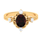 Oval Garnet Cocktail Ring with Diamond Garnet - ( AAA ) - Quality - Rosec Jewels