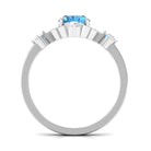 Oval Swiss Blue Topaz Cocktail Ring with Diamond Swiss Blue Topaz - ( AAA ) - Quality - Rosec Jewels