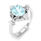 Oval Sky Blue Topaz Cocktail Ring with Diamond Sky Blue Topaz - ( AAA ) - Quality - Rosec Jewels