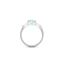 Cushion Cut Aquamarine Solitaire Ring with Diamond in Split Shank Aquamarine - ( AAA ) - Quality - Rosec Jewels