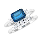 Octagon Cut London Blue Topaz Contemporary Wedding Ring Set with Diamond London Blue Topaz - ( AAA ) - Quality - Rosec Jewels