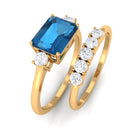 Octagon Cut London Blue Topaz Contemporary Wedding Ring Set with Diamond London Blue Topaz - ( AAA ) - Quality - Rosec Jewels