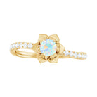 Ethiopian Opal Flower Engagement Ring with Diamond Ethiopian Opal - ( AAA ) - Quality - Rosec Jewels