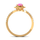 Pink Sapphire Flower Engagement Ring with Diamond Pink Sapphire - ( AAA ) - Quality - Rosec Jewels