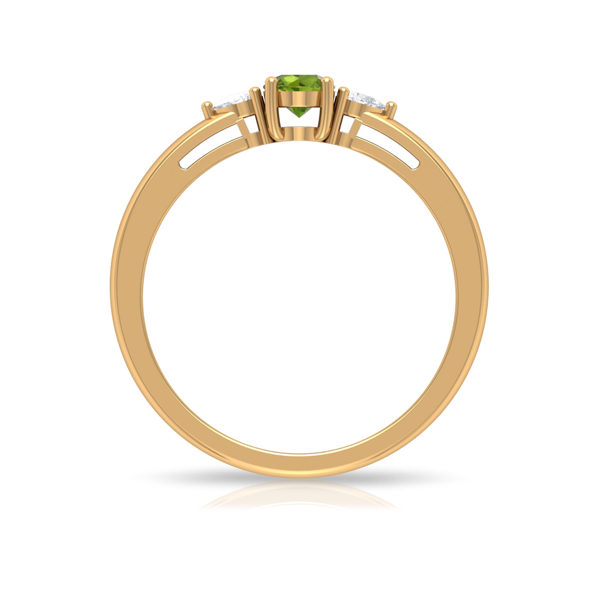 1/4 CT Peridot and Diamond Three Stone Promise Ring Peridot - ( AAA ) - Quality - Rosec Jewels