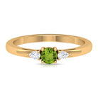 1/4 CT Peridot and Diamond Three Stone Promise Ring Peridot - ( AAA ) - Quality - Rosec Jewels