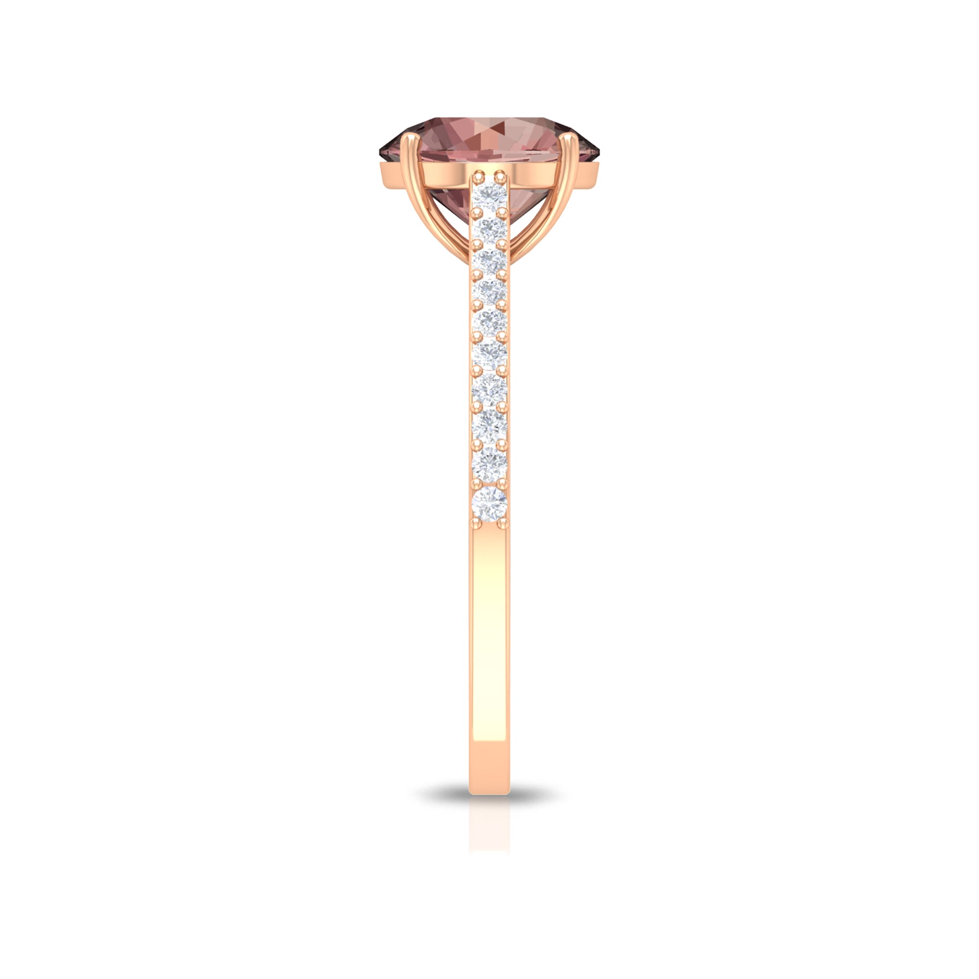 Unique Morganite Solitaire Engagement Ring with Diamond Morganite - ( AAA ) - Quality - Rosec Jewels