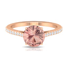 Unique Morganite Solitaire Engagement Ring with Diamond Morganite - ( AAA ) - Quality - Rosec Jewels