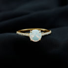 Round Ethiopian Opal and Diamond Solitaire Ring Ethiopian Opal - ( AAA ) - Quality - Rosec Jewels