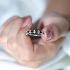 Classic Blue Sapphire and Diamond Half Eternity Ring Blue Sapphire - ( AAA ) - Quality - Rosec Jewels