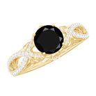 Created Black Diamond Crossover Engagement Ring with Diamond Lab Created Black Diamond - ( AAAA ) - Quality - Rosec Jewels