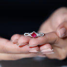 Classic Created Ruby and Diamond Crossover Engagement Ring with Diamond Lab Created Ruby - ( AAAA ) - Quality - Rosec Jewels