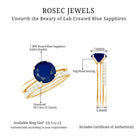 Created Blue Sapphire Solitaire Wedding Ring Set with Diamond Lab Created Blue Sapphire - ( AAAA ) - Quality - Rosec Jewels