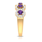 1.25 CT Classic Amethyst Half Eternity Band Ring with Diamond Halo Amethyst - ( AAA ) - Quality - Rosec Jewels