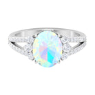 Oval Ethiopian Opal Engagement Ring with Diamond Split Shank Ethiopian Opal - ( AAA ) - Quality - Rosec Jewels