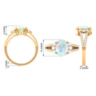 Oval Ethiopian Opal Engagement Ring with Diamond Split Shank Ethiopian Opal - ( AAA ) - Quality - Rosec Jewels