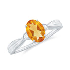 Oval Cut Real Citrine Solitaire Ring with Engraved Details Citrine - ( AAA ) - Quality - Rosec Jewels