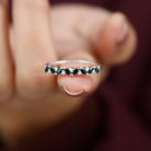 Marquise Created Black Diamond and Diamond Half Eternity Ring Lab Created Black Diamond - ( AAAA ) - Quality - Rosec Jewels