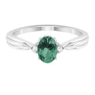 Oval Shape Green Sapphire Solitaire Engagement Ring with Diamond Green Sapphire - ( AAA ) - Quality - Rosec Jewels