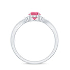 Oval Shape Pink Tourmaline Solitaire Ring with Diamond Pink Tourmaline - ( AAA ) - Quality - Rosec Jewels